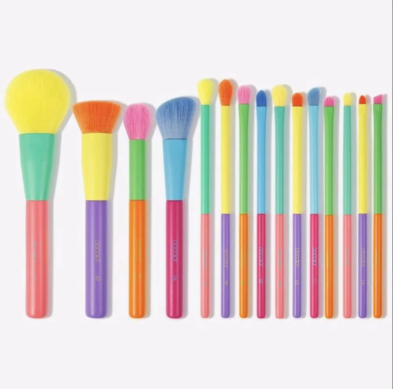 Dream of Color (DOCOLOR) - 15 Pieces Colorful Makeup Brushes Set - Image 2