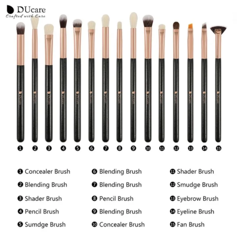 Ducare Mini - 15 in 1 Makeup Brushes Set - Black - Image 4
