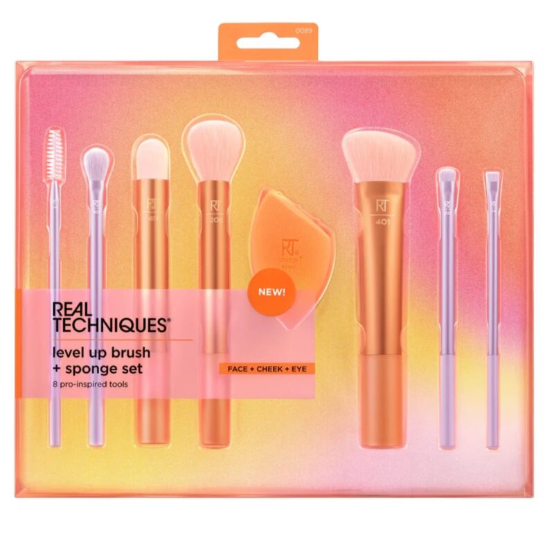 Real Techniques Level up brush+ sponge set (Pack of 8)