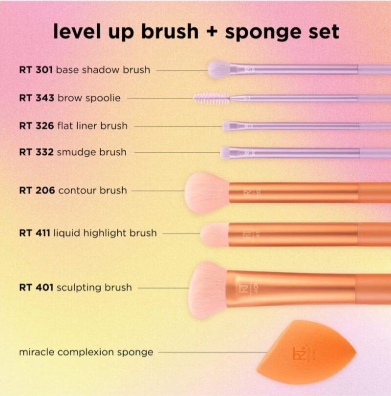 Real Techniques Level up brush+ sponge set (Pack of 8) - Image 3