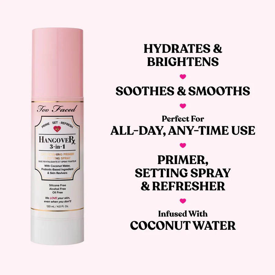 Too Faced Hangover 3 in 1 Replenishing Primer & Setting Spray - Image 2