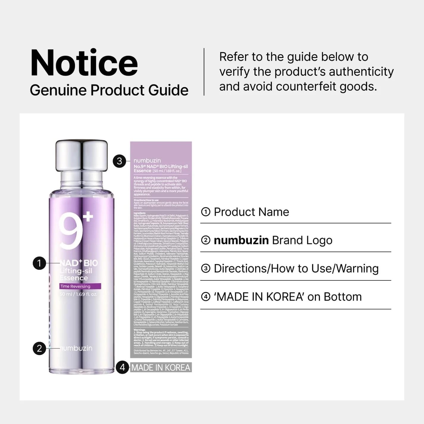 NUMBUZIN No.9+ NAD+ BIO Lifting-sil Essence - (50ml) - Image 3