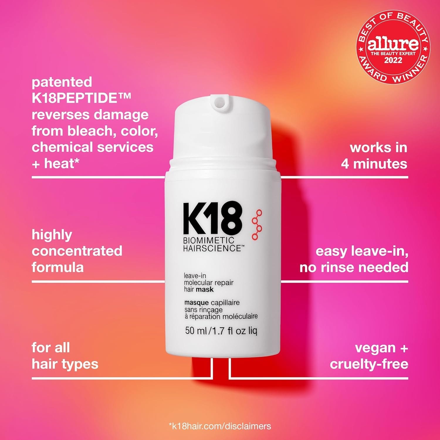 K18 Leave-In Repair Hair Mask Treatment - (50ml) - Image 3