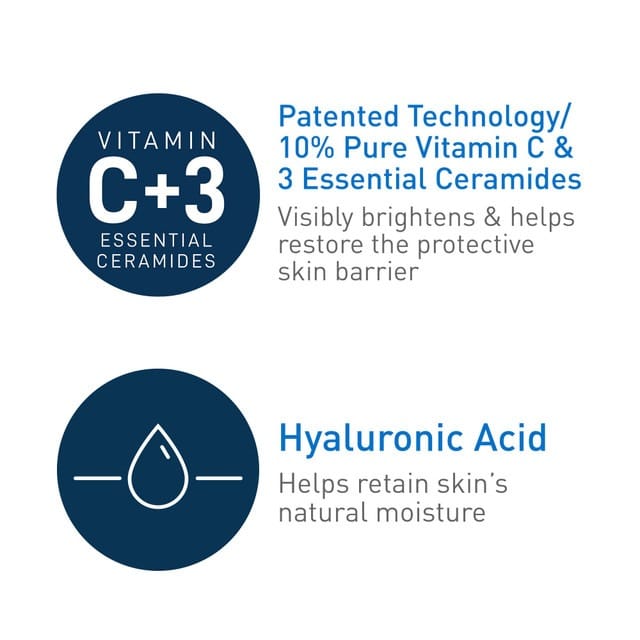 CeraVe Vitamin C Serum with Hyaluronic Acid Skin Brightening Serum - (30ml) - Image 2