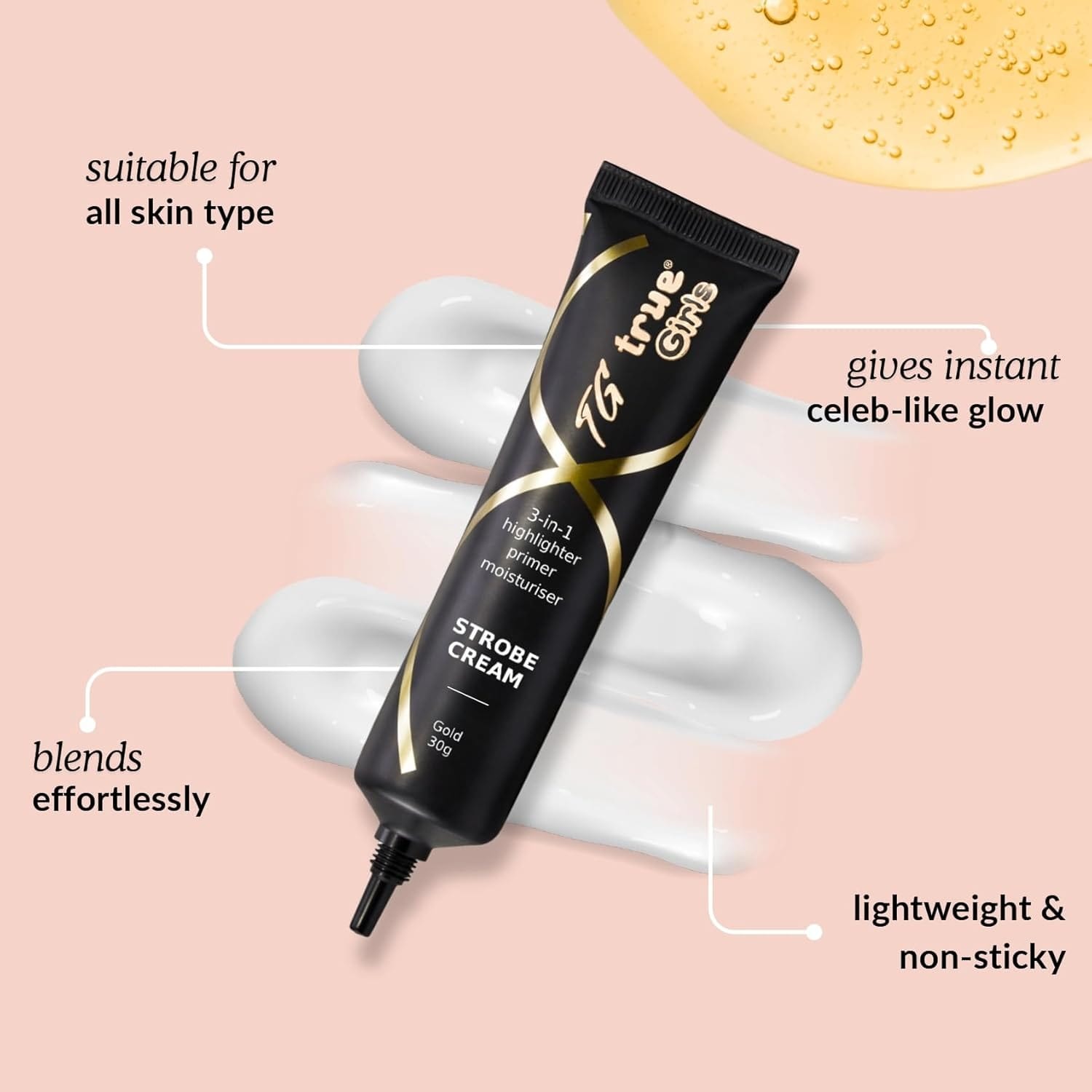 True Girls Strobe Cream 3-in-1 Highlighter, Primer & Moisturiser - (30g) - Image 4