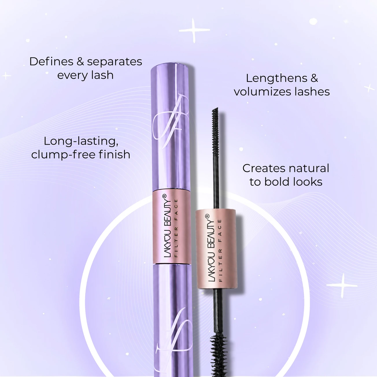 Lakyou Beauty Filter Face Double Head Mascara – Black (10ml) - Image 4