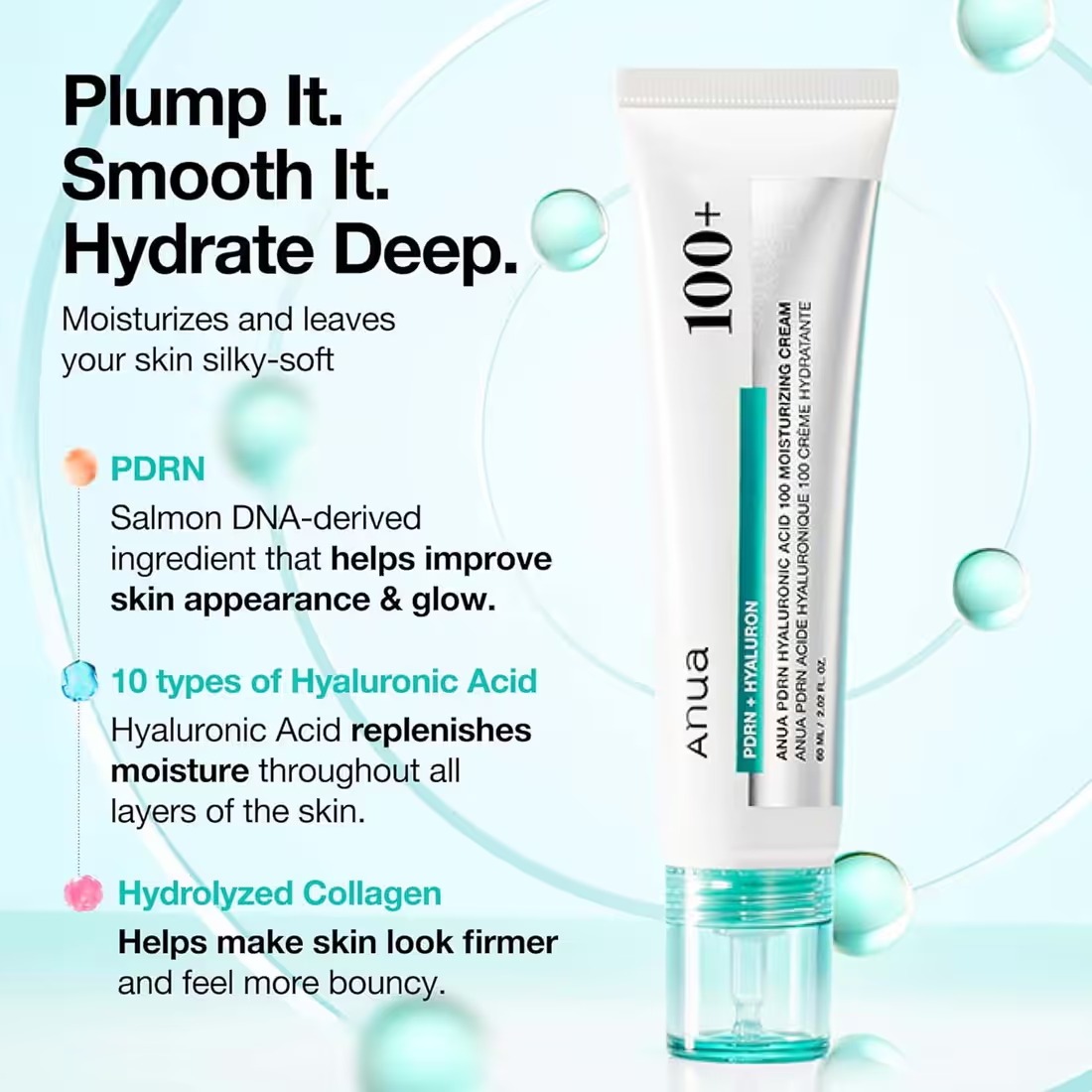 Anua PDRN Hyaluron Acid 100+ Moisturizing Cream - (60ml) - Image 3