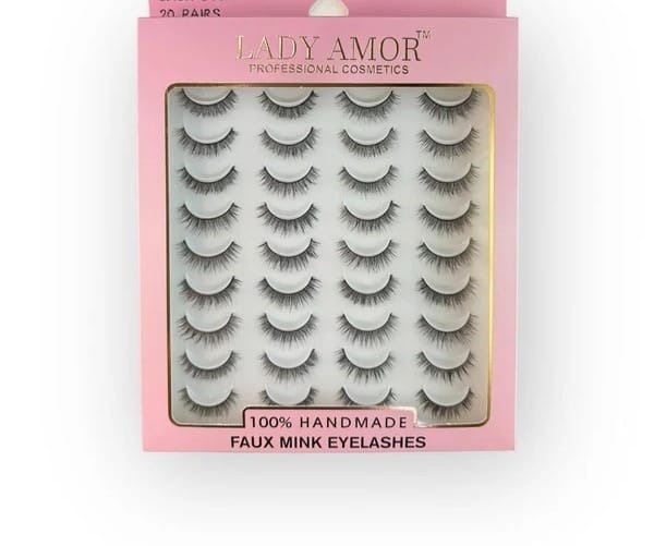 Lady Amor 20 pcs Faux Mink Eyelashes (Transparent Band) - LA301
