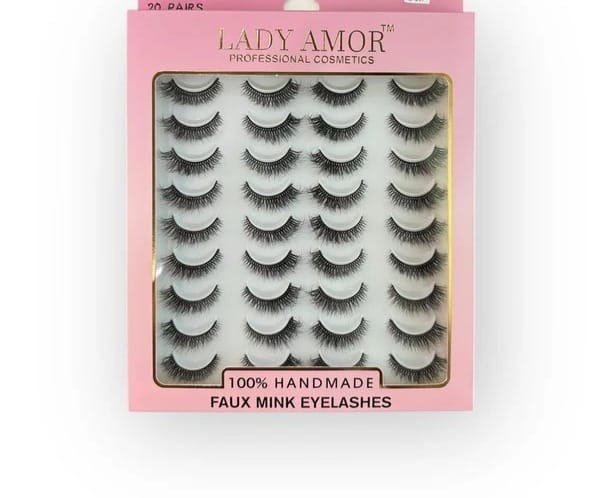 Lady Amor 20 pcs Faux Mink Eyelashes (Transparent Band) - LA303