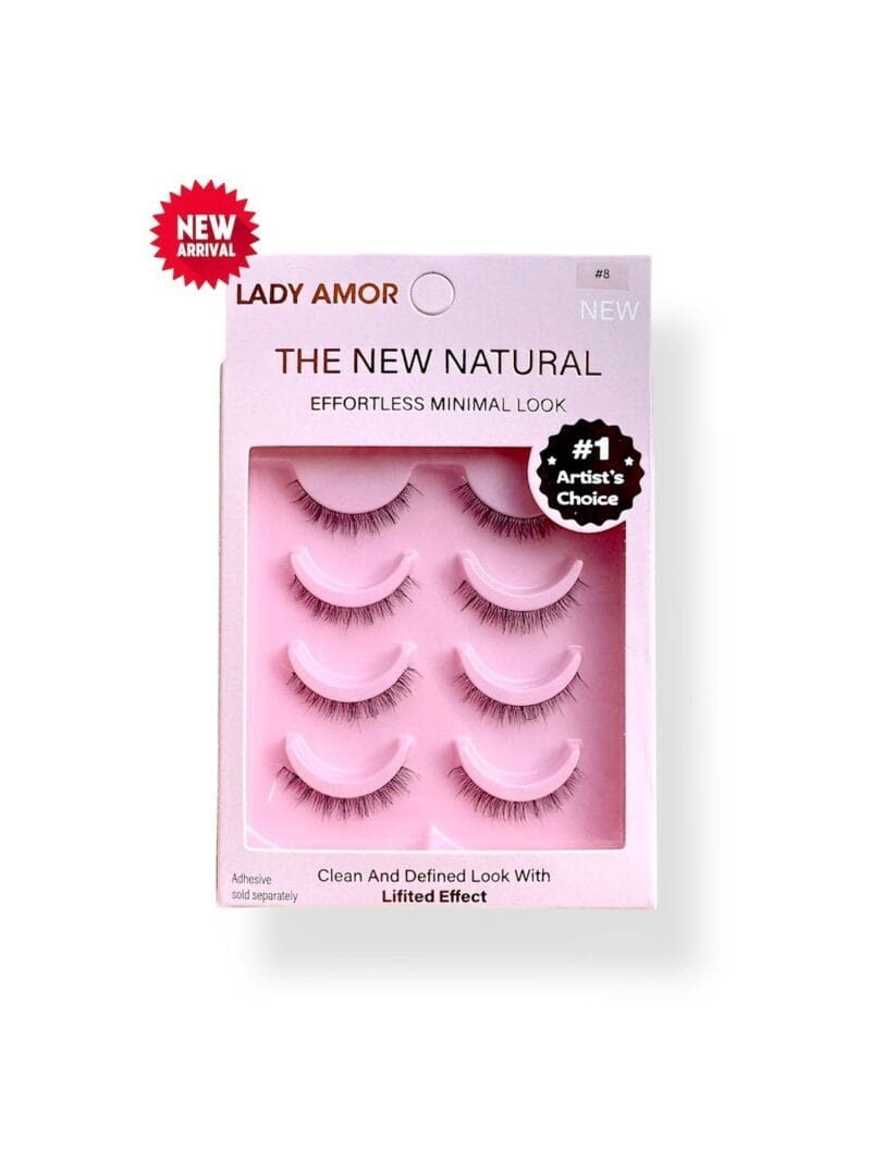 Lady Amor Natural 4-in-1 Faux Mink Eyelashes (Transparent Band) - #8