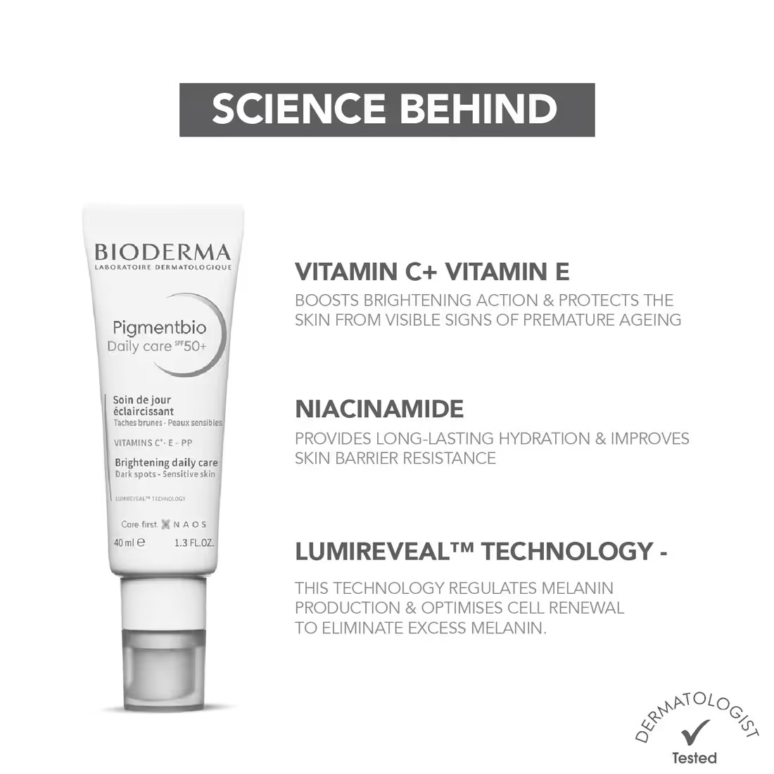 Bioderma Pigmentbio Daily Care SPF 50+ Brightening Sunscreen - 40ml (Unboxed) - Image 2